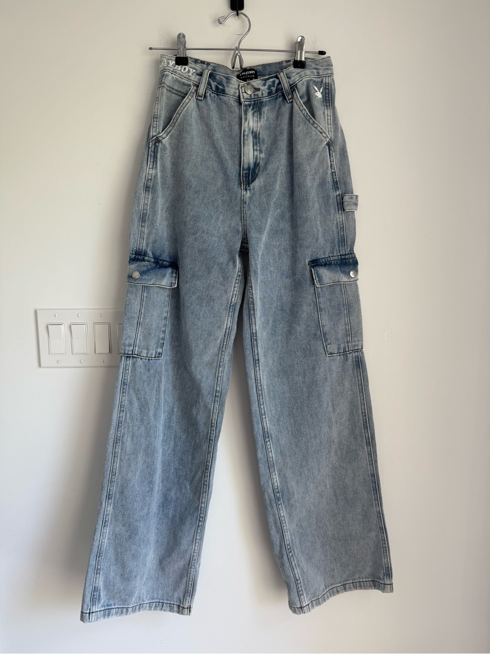 Playboy x Pacsun High Rise Denim Cargo Pants sz 27 Y2K